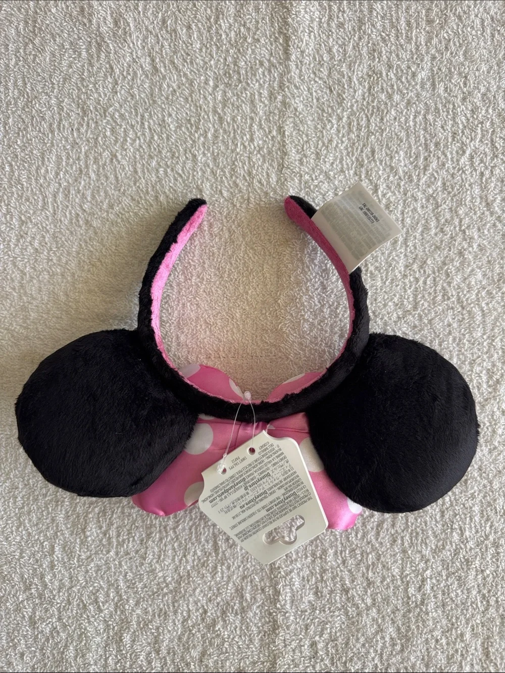 Disney Black & Pink Minnie Ear Headband with White Polka Dot Bow